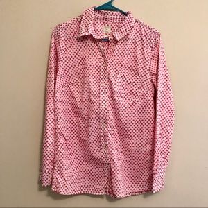 GAP Pink and White Polka Dot Button Down